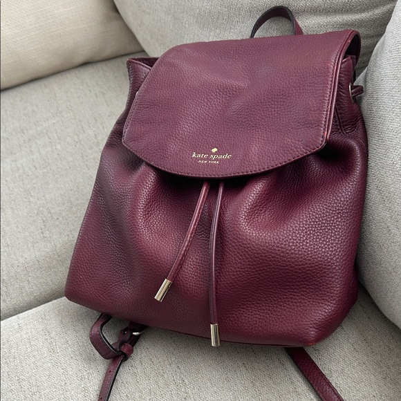 Kate Spade Deep Red Leather Backpack - Picture 1 of 6